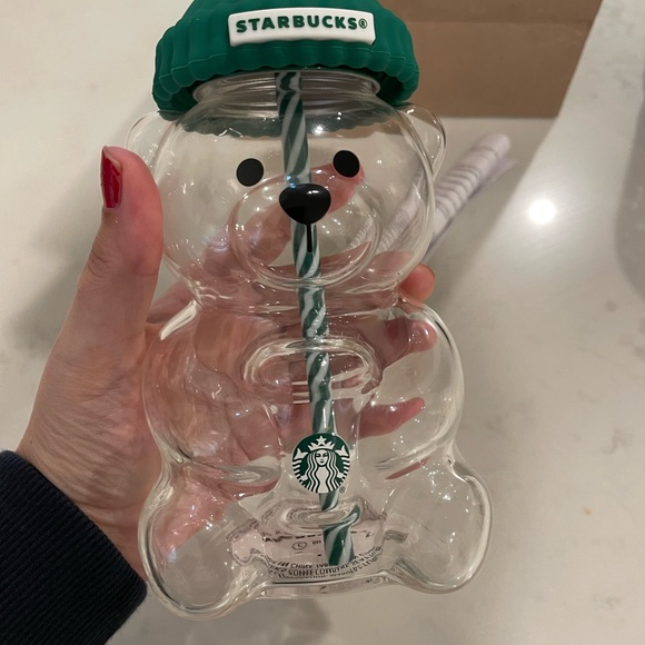 Starbucks Bearista Bear Glass with Green Lid, NWT - Picture 2 of 6